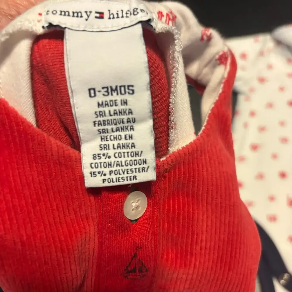 Vintage Tommy Hilfiger Romper & Long Sleeve One Piece Size 0-3 Months Red Sailor